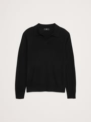 Banana Republic Black Merino Wool Italian Jumper Polo - Image 5 of 5