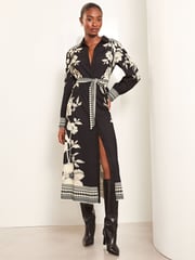 Lipsy Monochrome Button Through Midi Belted Shirt Dress - Image 2 of 4