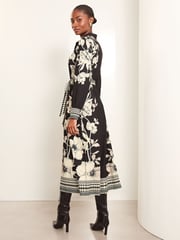 Lipsy Monochrome Button Through Midi Belted Shirt Dress - Image 3 of 4