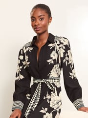 Lipsy Monochrome Button Through Midi Belted Shirt Dress - Image 4 of 4