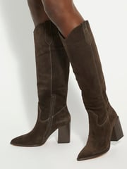 Dune London Brown Tavern Knee High Western Boots - Image 1 of 6