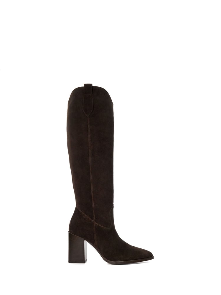 Dune London Brown Tavern Knee High Western Boots - Image 2 of 6