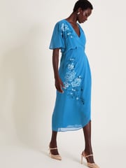 Monsoon Blue Lyla Floral Embellished Midi Dress - Image 1 of 4