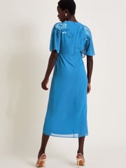 Monsoon Blue Lyla Floral Embellished Midi Dress - Image 3 of 4