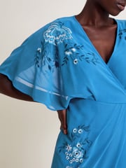 Monsoon Blue Lyla Floral Embellished Midi Dress - Image 4 of 4