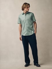 Green Regular Fit 100% Cotton Short Sleeve Textured Shirt - Image 5 of 6