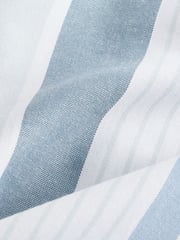 Light Blue/Denim Blue Short Sleeve With Button Down Collar Stripe Easy Iron Oxford Shirt - Image 8 of 8