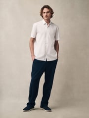 White Regular Fit 100% Cotton Short Sleeve Textured Shirt - Image 2 of 7
