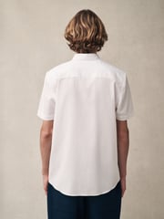 White Regular Fit 100% Cotton Short Sleeve Textured Shirt - Image 3 of 7