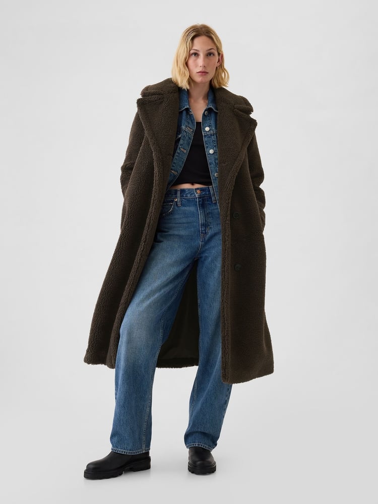 Gap – Langer Mantel aus Teddyfell mit Sherpa-Futter - Bild 1 von 5 Gap – Langer Mantel aus Teddyfell mit Sherpa-Futter - Bild 1 von 5