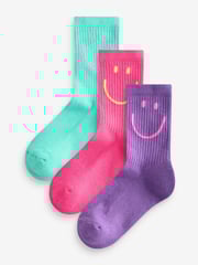 Pink, Purple and Teal Blue Character Regular Length Cotton Rich Cushioned Sole Ankle Socks 3 Pack - Image 2 of 6