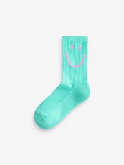 Pink, Purple and Teal Blue Character Regular Length Cotton Rich Cushioned Sole Ankle Socks 3 Pack - Image 3 of 6