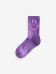 Pink, Purple and Teal Blue Character Regular Length Cotton Rich Cushioned Sole Ankle Socks 3 Pack - Image 5 of 6