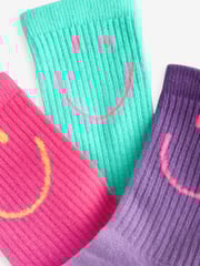 Pink, Purple and Teal Blue Character Regular Length Cotton Rich Cushioned Sole Ankle Socks 3 Pack - Image 6 of 6