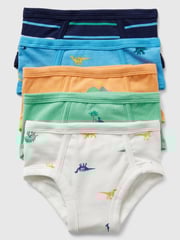 Gap Blue Dinosaur Print 5 Pack Cotton Stretch Briefs (2-5yrs) - Image 1 of 3
