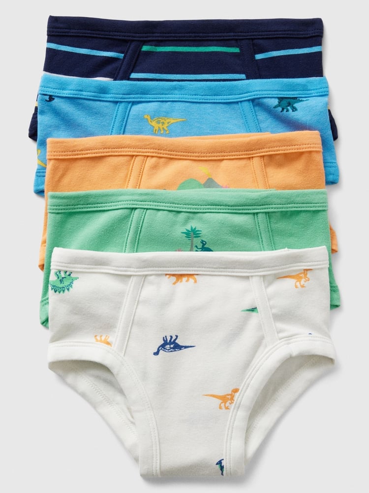 Gap Blue Dinosaur Print 5 Pack Cotton Stretch Briefs (2-5yrs) - Image 1 of 3 Gap Blue Dinosaur Print 5 Pack Cotton Stretch Briefs (2-5yrs) - Image 1 of 3