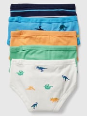 Gap Blue Dinosaur Print 5 Pack Cotton Stretch Briefs (2-5yrs) - Image 2 of 3