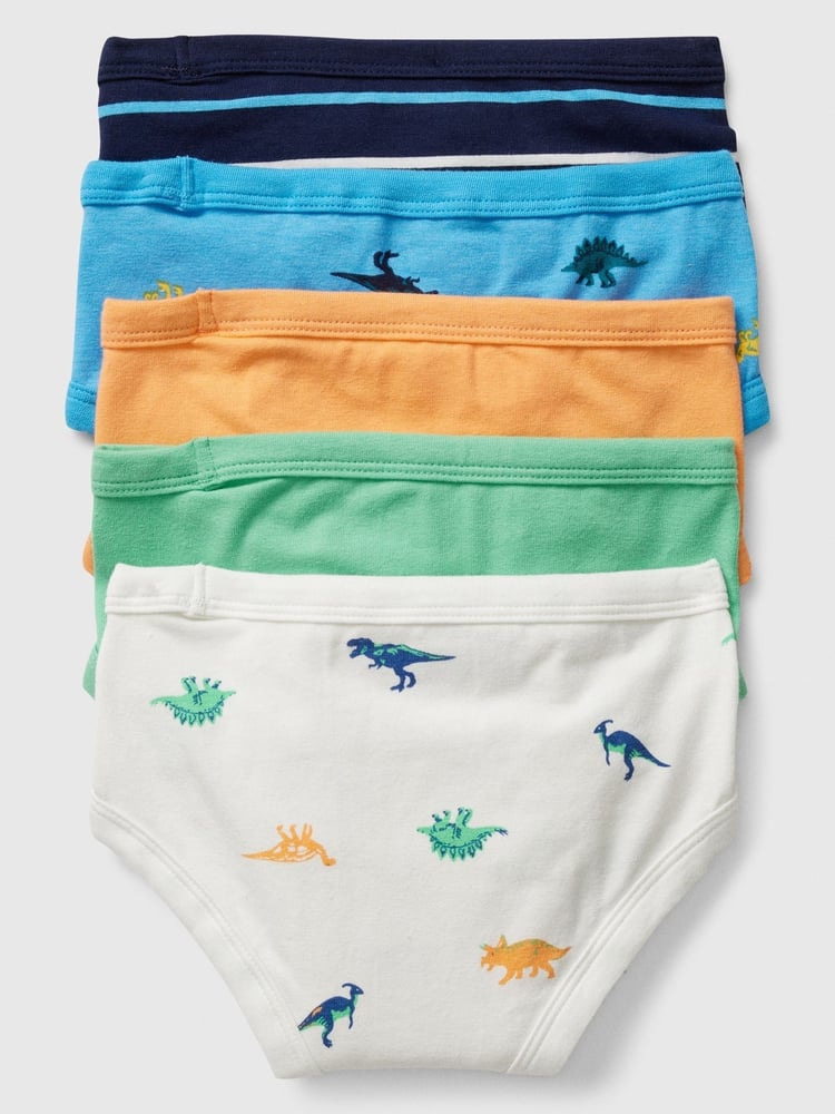 Gap Blue Dinosaur Print 5 Pack Cotton Stretch Briefs (2-5yrs) - Image 2 of 3