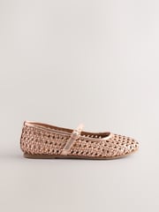 Rose Gold Leather Woven Mary Jane Shoes - Image 2 of 6