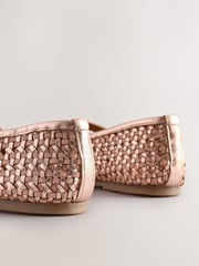Rose Gold Leather Woven Mary Jane Shoes - Image 5 of 6