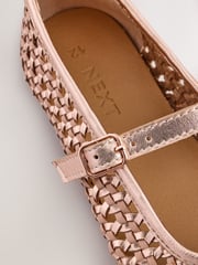 Rose Gold Leather Woven Mary Jane Shoes - Image 6 of 6