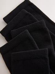 Black Checkerboard 5 Pack Cotton Rich Footbed Ankle School Socks - Image 4 of 4