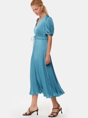 Whistles Blue Delilah Satin Pleat Dress - Image 1 of 5