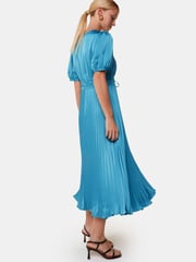 Whistles Blue Delilah Satin Pleat Dress - Image 2 of 5