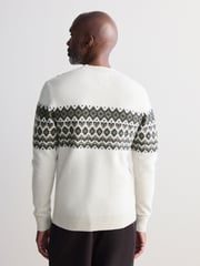 Ecru White Fairisle Pattern - Rundhals-Pullover Regular Fit Signature 100% Merinowolle - Bild 3 von 8