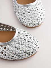White Leather Woven Mary Jane Shoes - Image 5 of 5