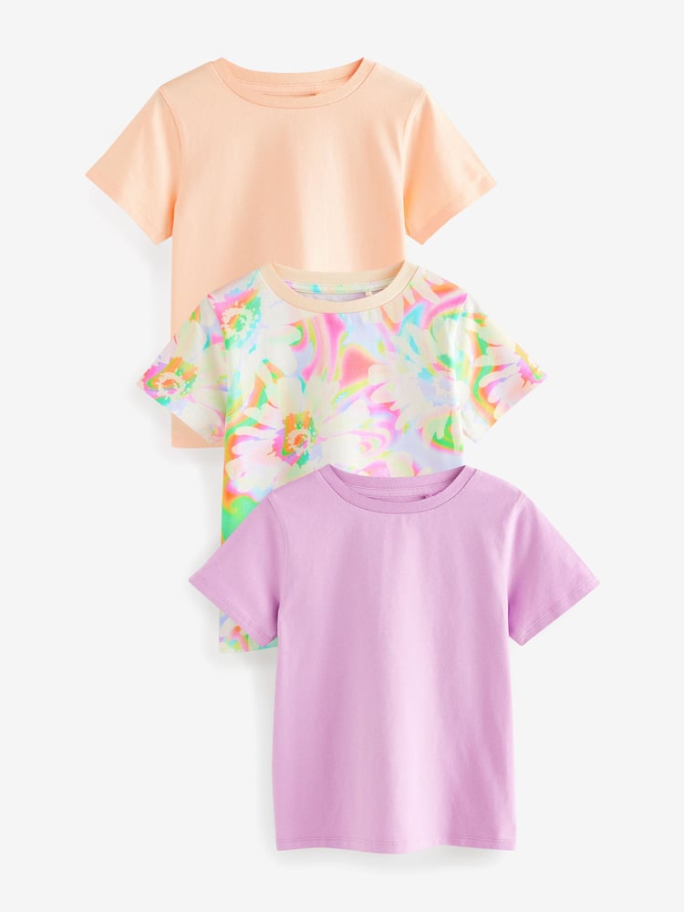 Purple/Orange 3 Pack T-Shirts (3-16yrs) - Image 1 of 5