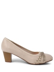 Pavers Nude Wide Fit Block Heeled Court Shoes - Image 2 of 5
