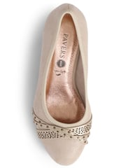 Pavers Nude Wide Fit Block Heeled Court Shoes - Image 4 of 5