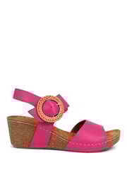 Pavers Pink Leather Wedge Sandals - Image 1 of 5