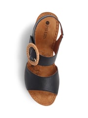 Pavers Black Leather Wedge Sandals - Image 4 of 5