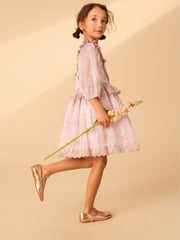 Laura Ashley Pink Summer Rose Floral Broderie Organza Prom Dress - Image 3 of 8