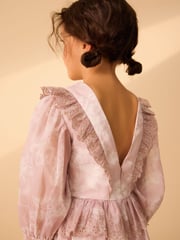 Laura Ashley Pink Summer Rose Floral Broderie Organza Prom Dress - Image 4 of 8