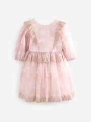Laura Ashley Pink Summer Rose Floral Broderie Organza Prom Dress - Image 5 of 8