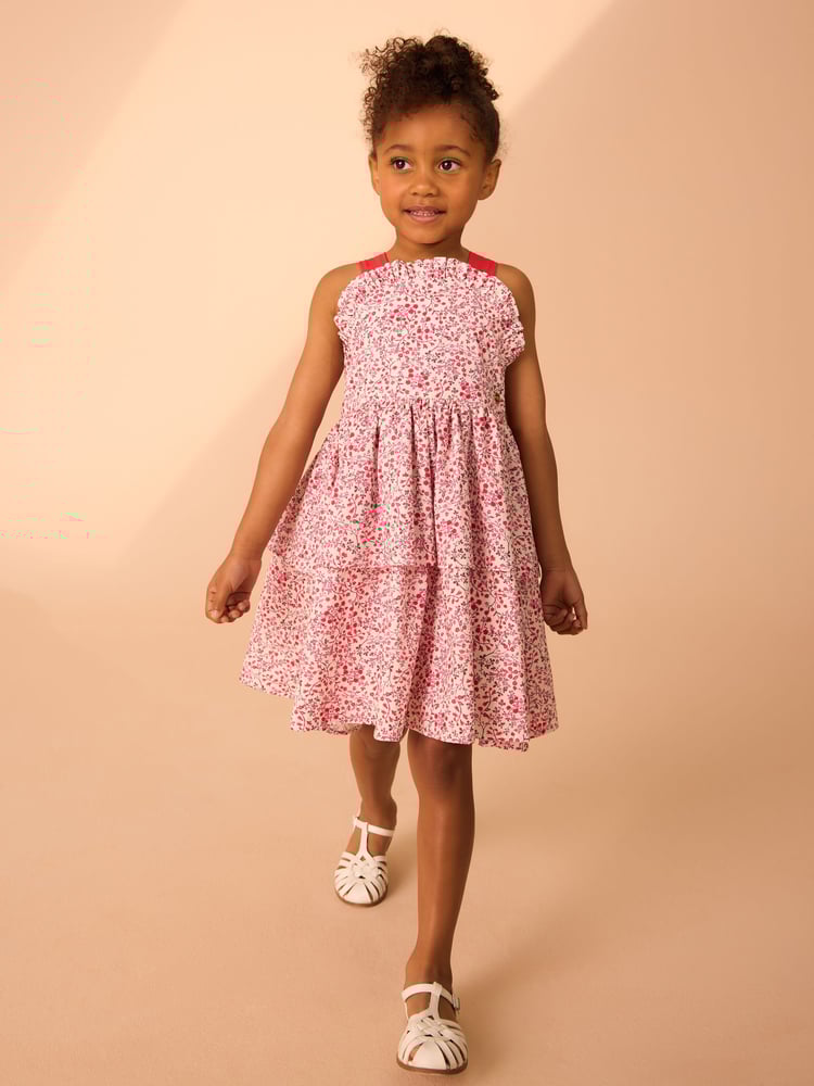Laura Ashley Red Micro Ditsy Pini Printed Prom 100% Cotton Dress - Image 1 of 8