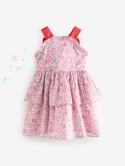 Laura Ashley Red Micro Ditsy Pini Printed Prom 100% Cotton Dress - Image 5 of 8