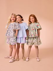 Laura Ashley Green/Blue Lace Trim Angel Sleeve 100% Cotton T-Shirts 3 Pack - Image 1 of 5