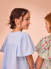 Laura Ashley Green/Blue Lace Trim Angel Sleeve 100% Cotton T-Shirts 3 Pack - Image 4 of 5