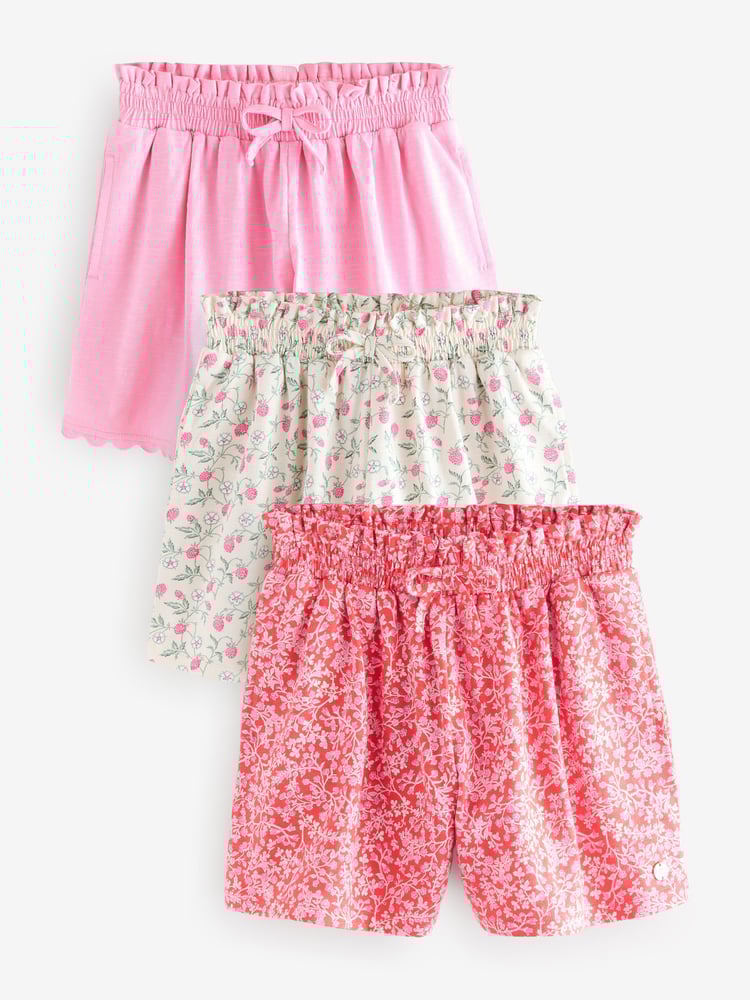 Laura Ashley Red/Pink 100% Cotton Jersey Shorts 3 Pack - Image 1 of 6