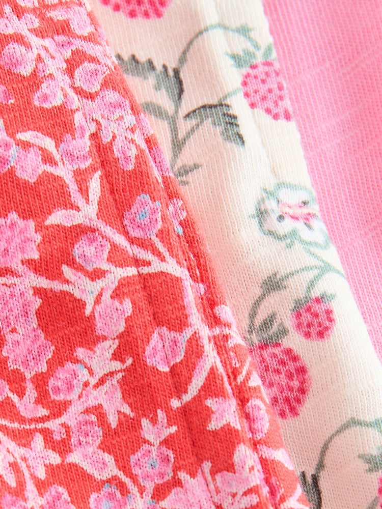 Laura Ashley Red/Pink 100% Cotton Jersey Shorts 3 Pack - Image 6 of 6