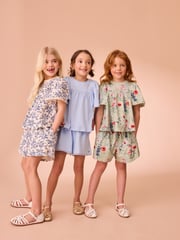 Laura Ashley Green/Blue 100% Cotton Jersey Shorts 3 Pack - Image 1 of 10