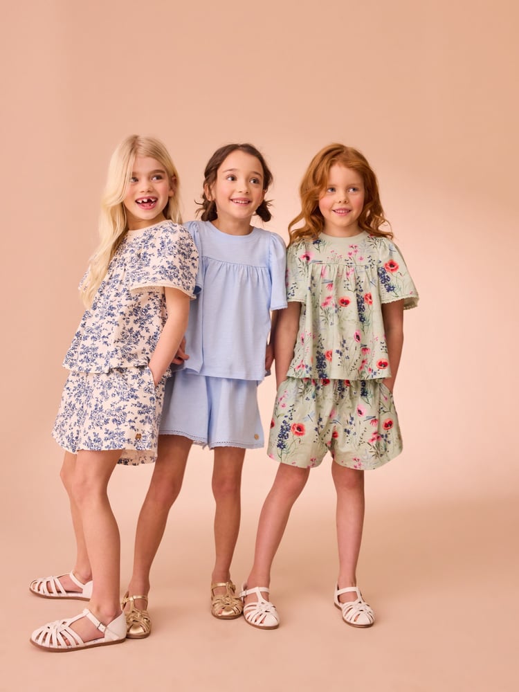 Laura Ashley Green/Blue 100% Cotton Jersey Shorts 3 Pack - Image 1 of 10