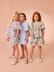 Laura Ashley Green/Blue 100% Cotton Jersey Shorts 3 Pack - Image 3 of 10