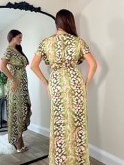 Girl In Mind Green Blair Animal Print Knot Detail Wrap Maxi Dress - Image 4 of 4