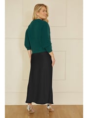 Yumi Black Satin Midi Skirt - Image 3 of 4