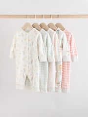 Pink 5 Pack Circus Print Baby Sleepsuit (0mths-3yrs) - Image 1 of 15